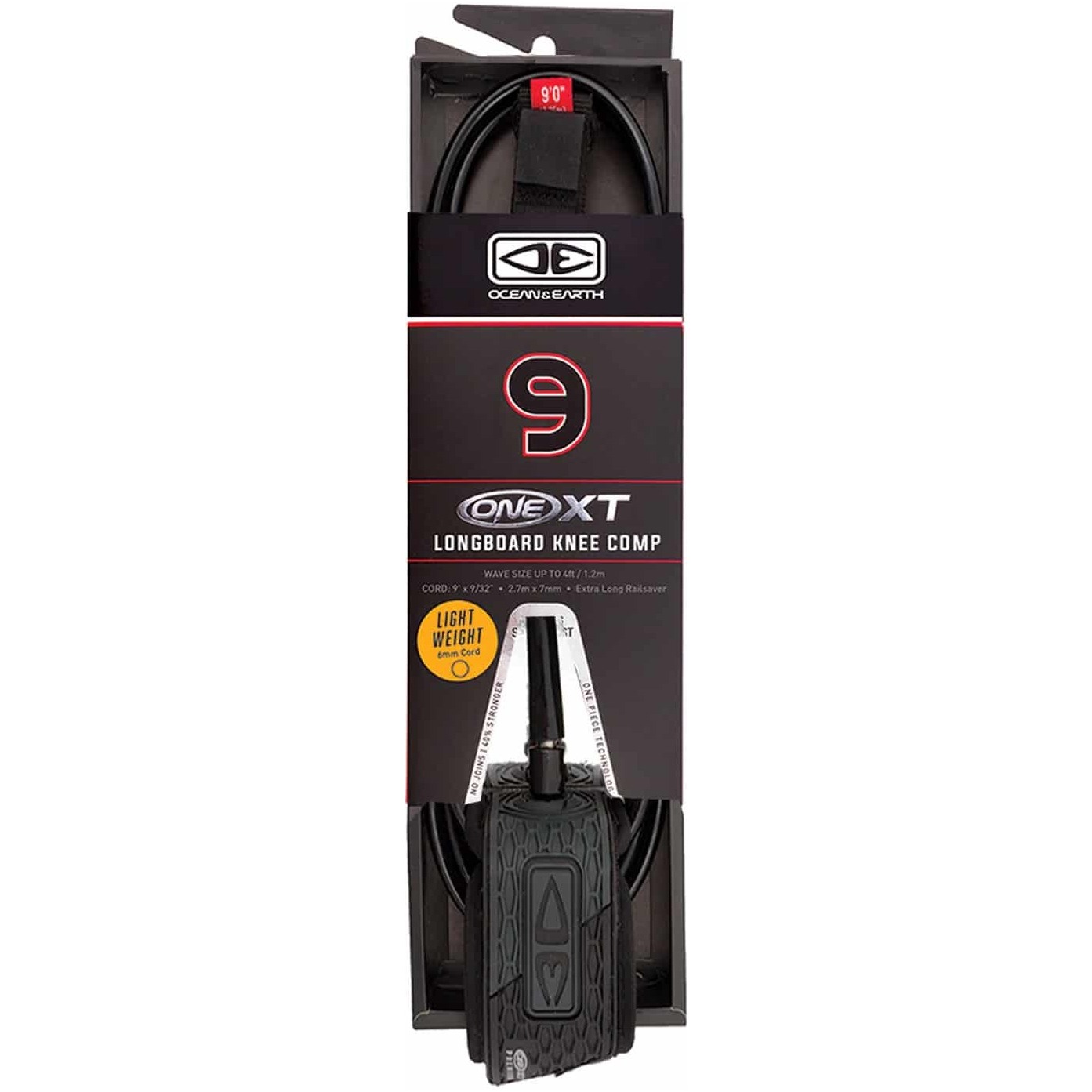 2026 Ocean and Earth 9FT Longboard Knee Comp Premium One-XT Surf Leash OESLK90NXT - Black
